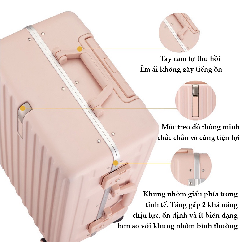 Vali Kéo Khung Nhôm Khoá Sập Cao Cấp Travelking 805 Siêu Bền Chống Vỡ Tuyệt Đối Chính Hãng Hùng Phát - Bamozo Shop