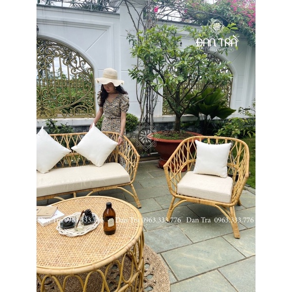 Ghế Mây Cổ Điển Tay Bè, Ghế Mây Thư Giãn, Ghế Mây Cao Cấp Đan Trà