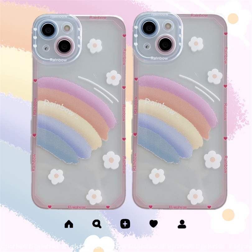Ốp Điện Thoại Silicone Mềm Họa Tiết Cầu Vồng Cho iPhone 14 13 12 11 Pro Max X Xr Xs Max 8 7 Plus SE 2020