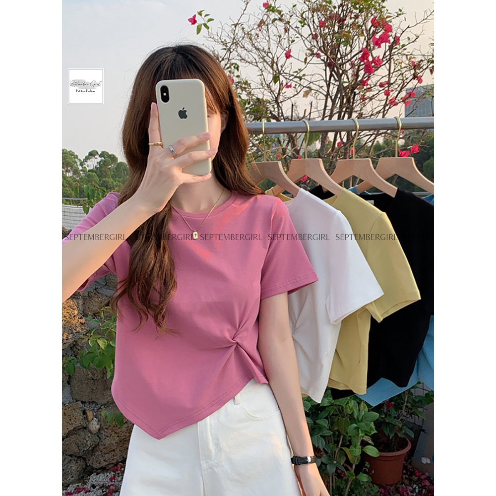 Áo kiểu nữ áo thun tăm chít eo cách điệu AO TOP NU 005 SEPTEMBERGIRL