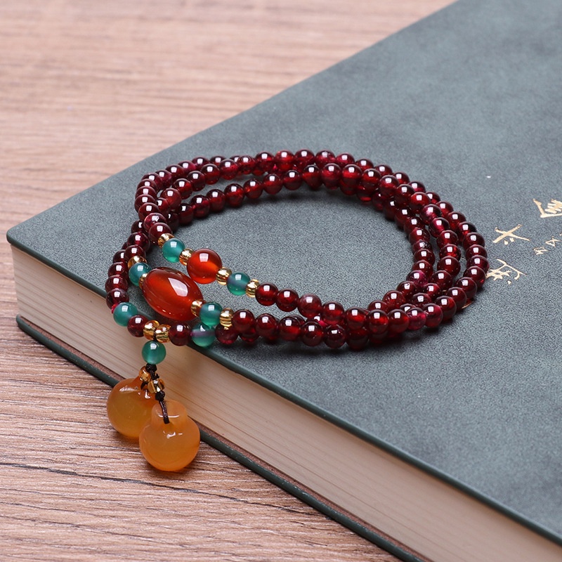 [Hàng Mới Về] Vòng Đeo Tay Ba Vòng Phong Cách Retro Đơn Giản Mặt Quả Táo