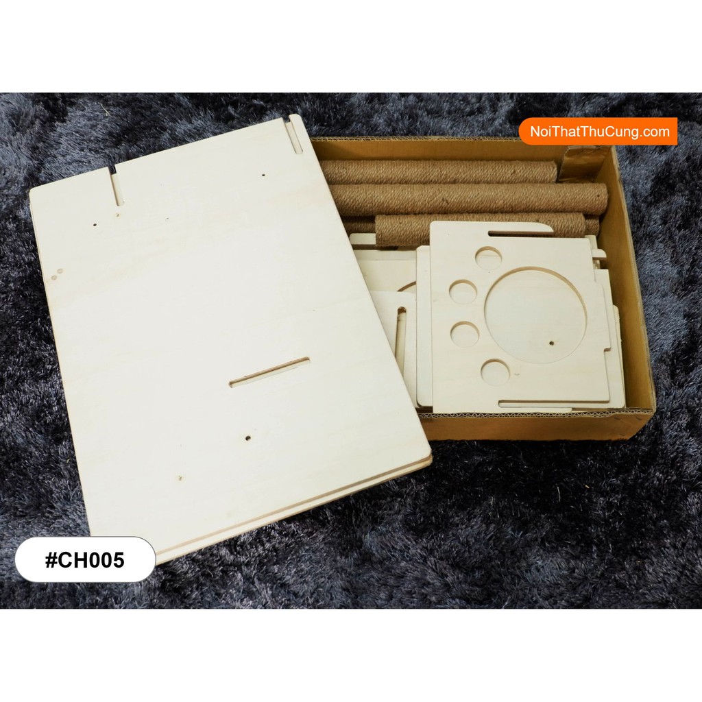 Cattree 2 tầng kết hợp trụ cào móng Petzou CH005 -Nội Thất Thú Cưng lắp ráp
