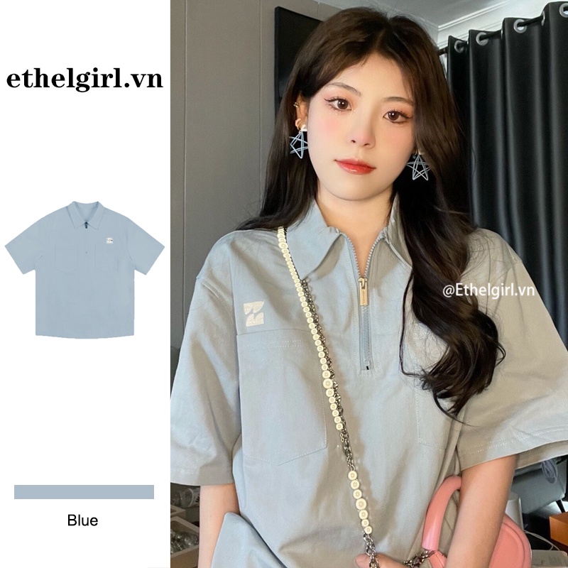 Áo polo Tay Ngắn Dáng Rộng Thời Trang Mùa Hè Theo Phong Cách Hàn Quốc Cho Nữ