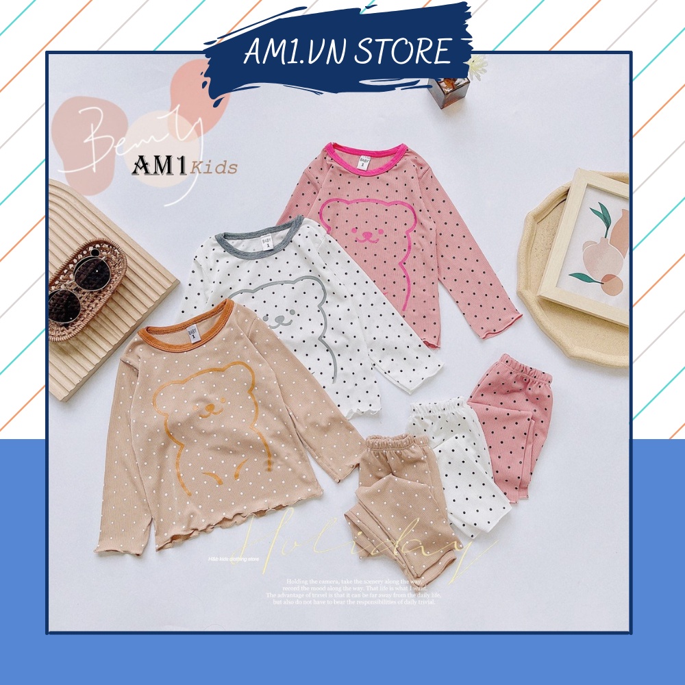 (8-20kg) Đồ bộ quần áo dài tay cho bé gái chất len tăm TTR151