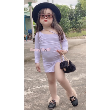 váy body sẻ eo chéo dây cho bé