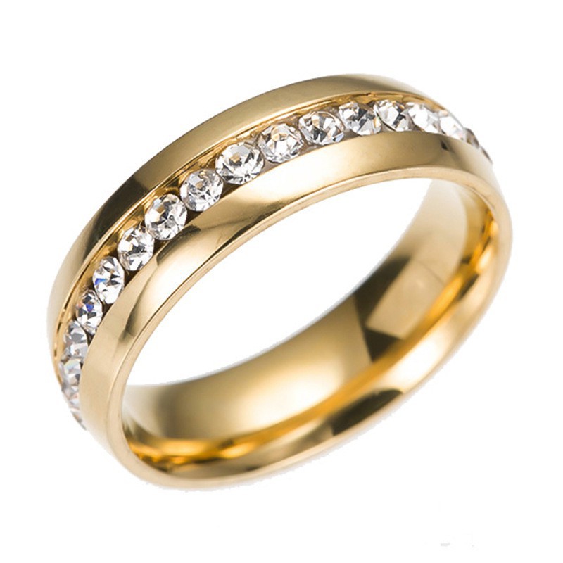 Nhẫn cưới nữ chất liệu thép không rỉ mạ vàng bạc