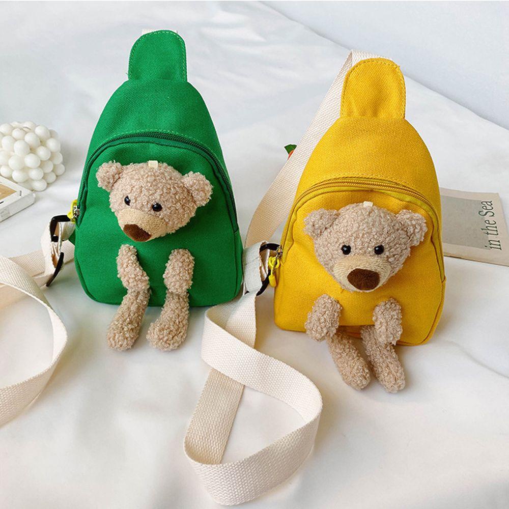 Túi Đeo Chéo Ngực Đựng Điện Thoại Bằng Vải Bông Chống Nước Sức Chứa Lớn Hình Gấu Hoạt Hình Dễ Thương REBUY1