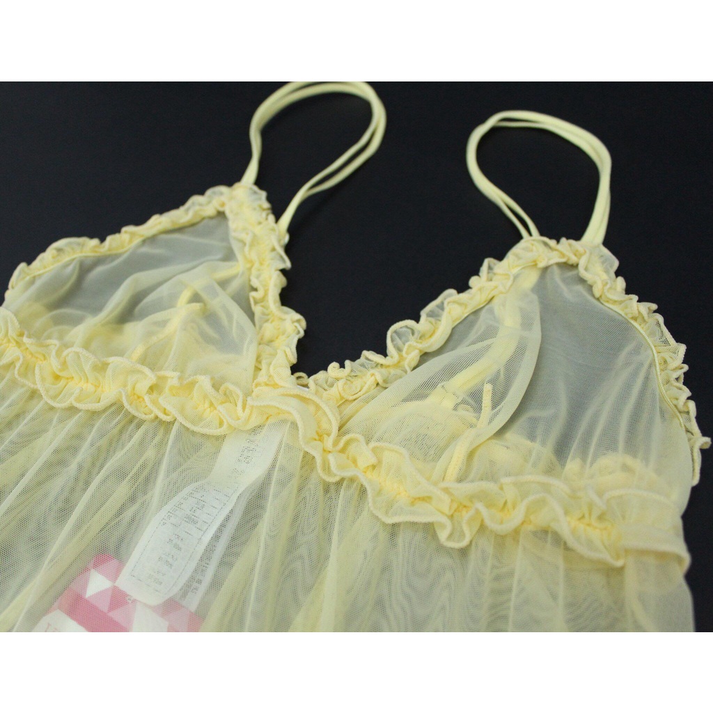 Q8504 - Đầm lưới ngủ 2 dây F21 phối bèo xoắn lai