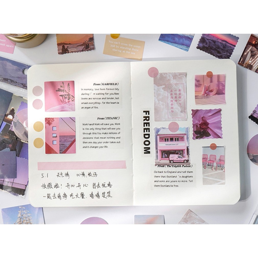 Túi 40 tấm giấy nền phong cảnh aesthetic trang trí sổ Maimao | BSB278