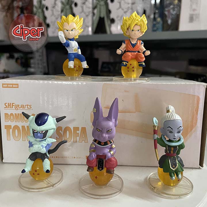 Bộ 5 nhân vật Dragon Ball ngồi trên ngọc - Figure Action Dragon Ball