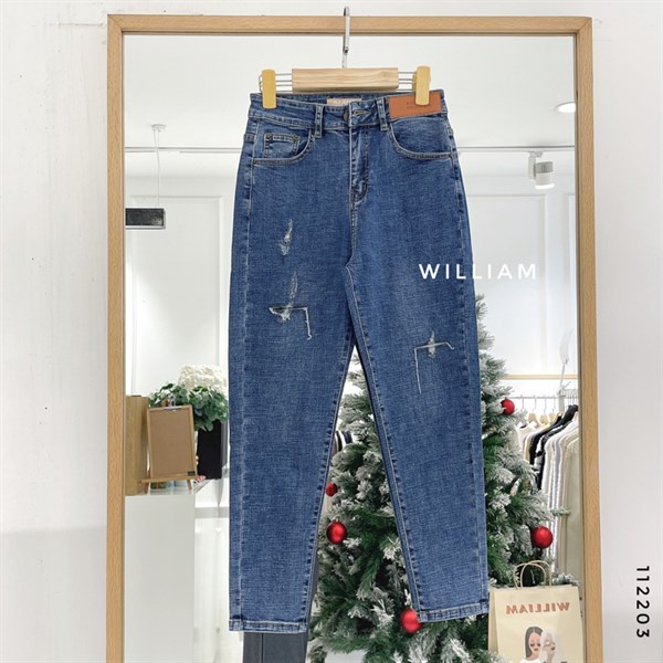 Quần baggy jean rách 3202 XANH ĐẬM -  C112203