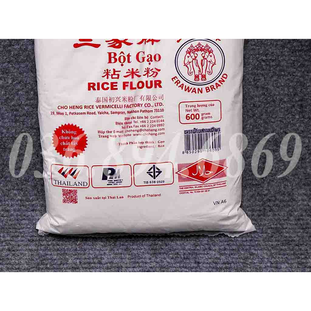 Bột gạo Thái 600g 3 con voi - Erawan Brand Rice Flour