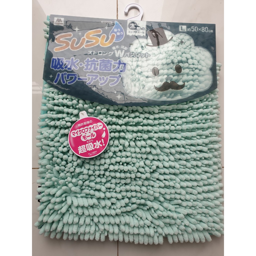 01 THẢM CHÙI CHÂN NHÀ TẮM CAO CẤP SUSU- SỢI MICROFIBER SIÊU THẤM HÚT-CONDOR- KÍCH THƯỚC 50X80CM-MÀU XANH DƯƠNG