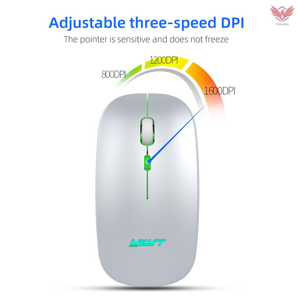 YWYT G852 BT5.1 2.4G Dual Mode Wireless Mouse Portable Mute Mouse Ergonomic Mice Optical Mouse 1600DPI Silver