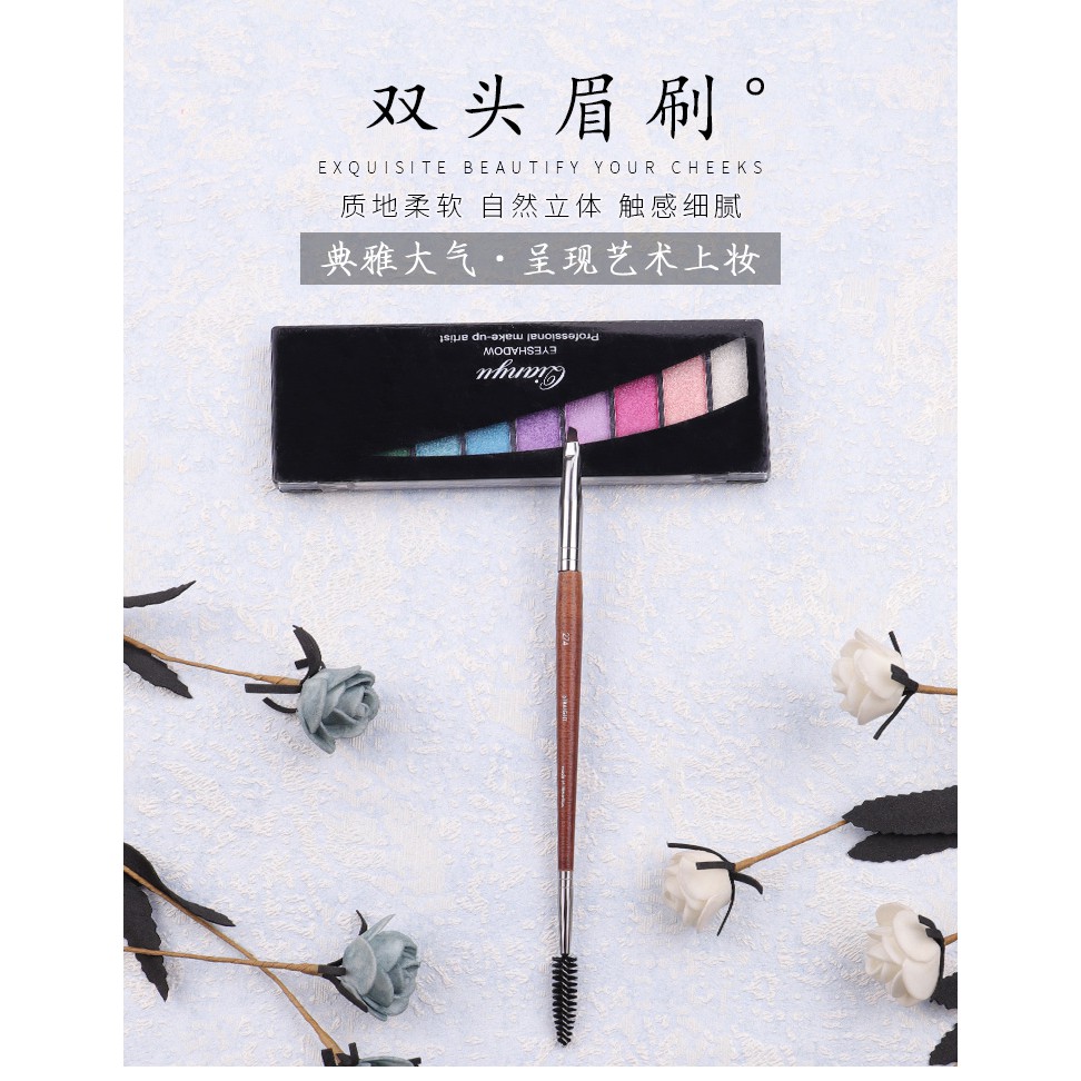 Cọ trang điểm lông mày hai đầu kiêm lược chải uốn mi trang điểm bằng gỗ #274