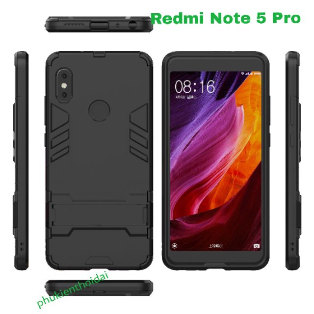 Redmi Note 5 Pro / Note 5 ốp lưng chống sốc Iron Man Iring cao cấp giá đỡ xem phim