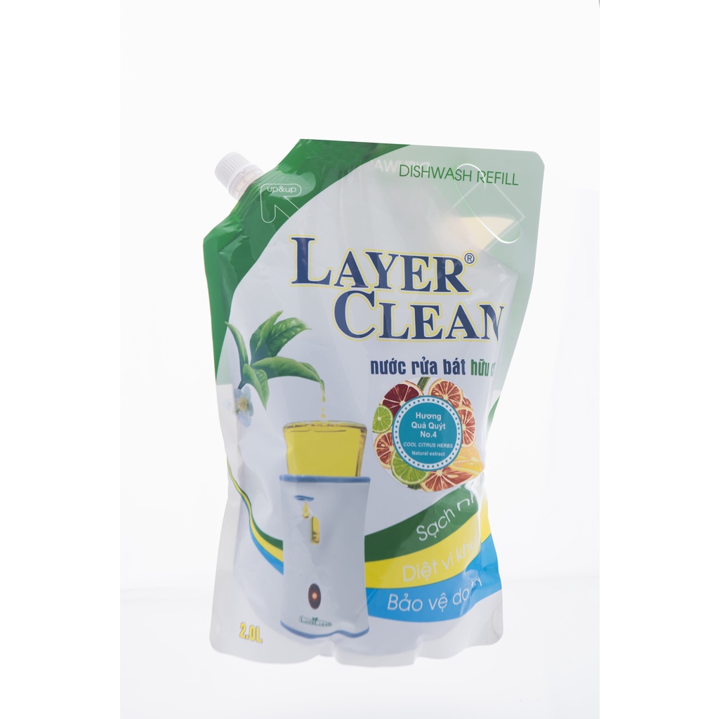 Nước rửa chén bát hữu cơ organic Layer Clean túi 2L Tiết kiệm