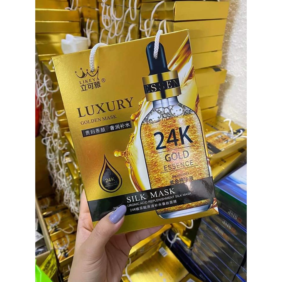 Mặt nạ vàng 24k 💕FREE SHIP💕 > Lố 10 miếng< Mặt nạ vàng 24k luxury phục hồi da hư tổn