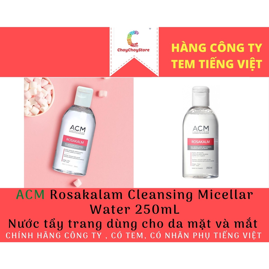 [TEM CTY] ACM Rosakalam Cleansing Micellar Water 250mL - Nước tẩy trang dùng cho da mặt và mắt