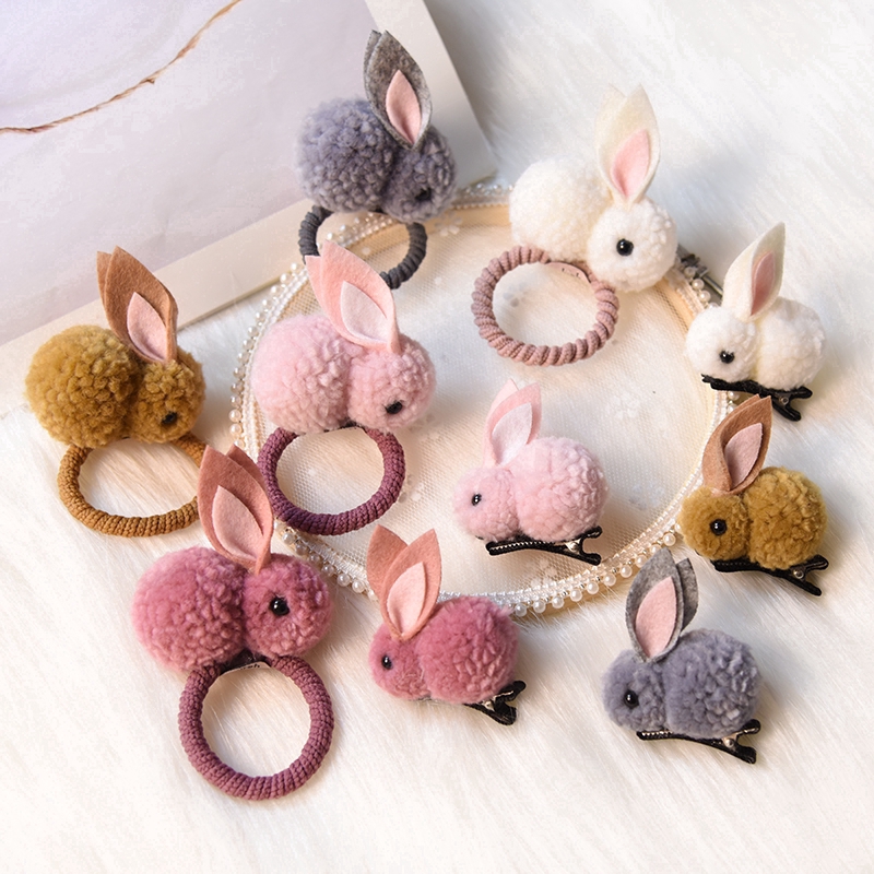 Dây buộc tóc / Kẹp tóc hình thỏ Bunny phục sinh 3D dễ thương cho bé gái và phụ nữ