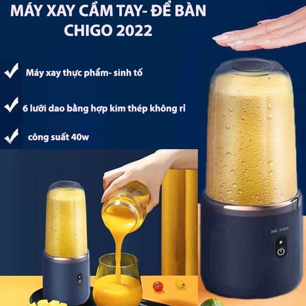 Máy xay sinh tố mini Chigo 6 lưỡi 250ml sạc pin USB tiện lợi
