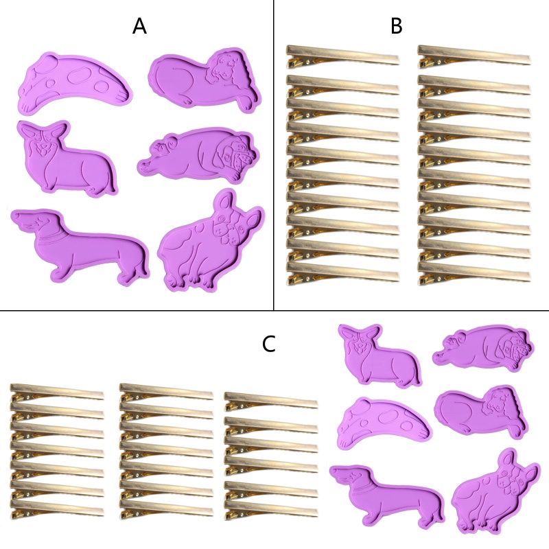 Khuôn Làm Kẹp Tóc Bằng Đá Mã Não Hình Chú Chó Dễ Thương DIY