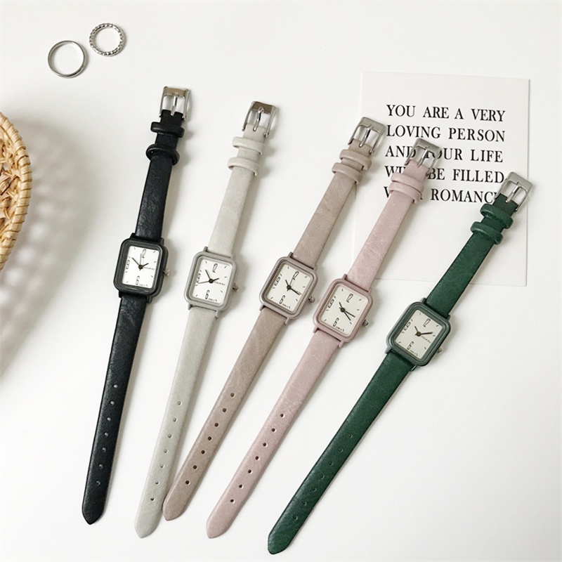 Đồng hồ nữ đeo tay mặt vuông chính hãng dây da đẹp giá rẻ LaCy Watch DHJI0014