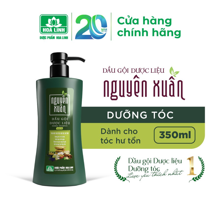 Dầu Gội Dược Liệu Nguyên Xuân Xanh 350ml - Dưỡng Tóc (Khuyến mại thêm 35ml giá không đổi)