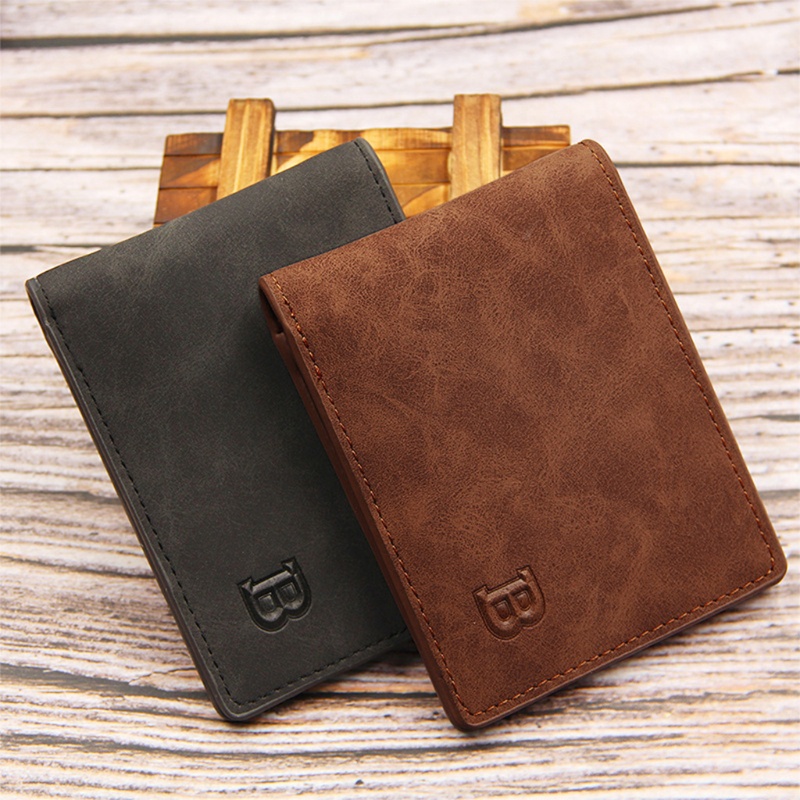 Ví Da PU Gập Đôi Phong Cách Vintage Cho Nam Giá Đỡ