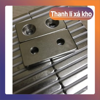NAM CHÂM TRẮNG CHỮ NHẬT 2 LỖ 40x20x5mm siêu mạnh