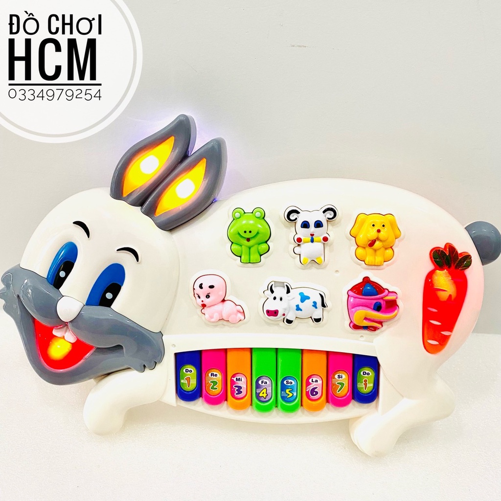 [CÓ TIẾNG CON VẬT] Đồ chơi đàn piano hình thỏ con/ chó con, có đèn, nhạc cụ cho bé phát triển khả năng âm nhạc 3300 6618