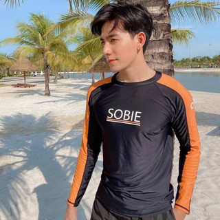 Áo Bơi Nam Tay Dài Black Orange