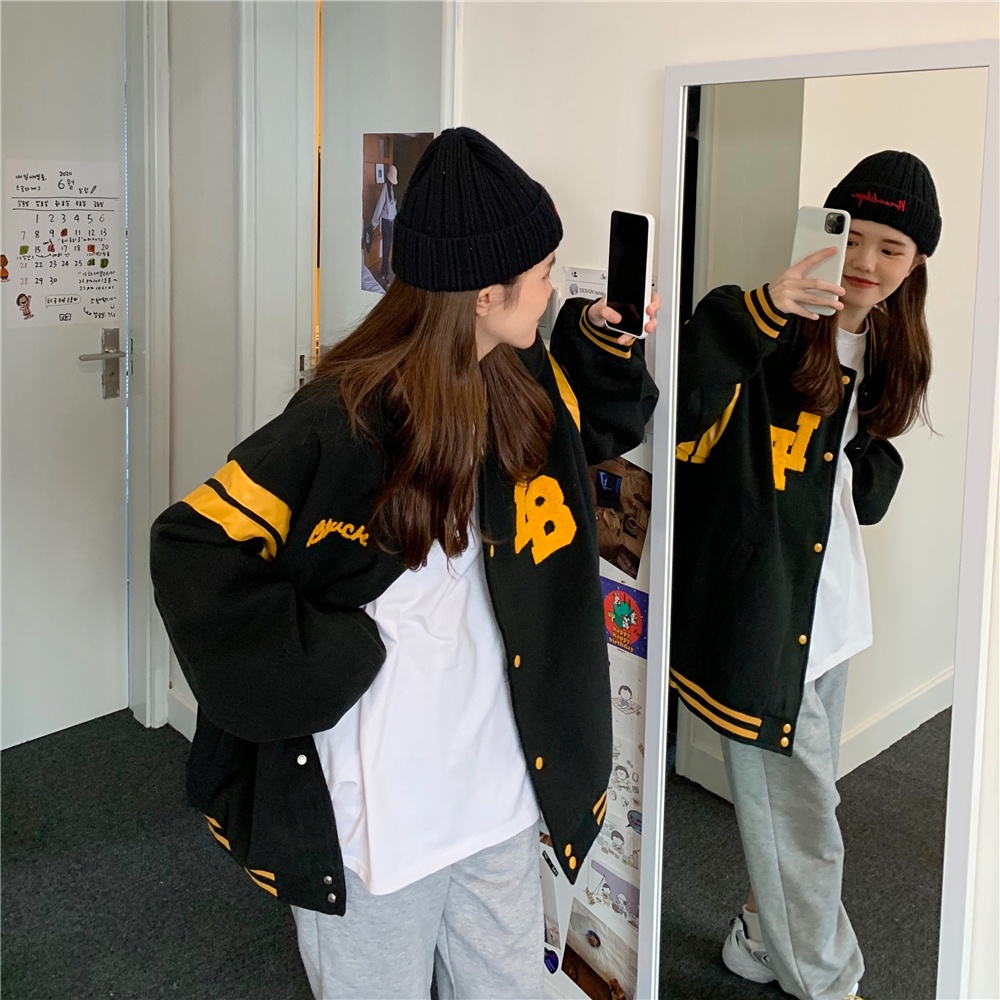 Áo bomber nữ nỉ chất đẹp năng động, Áo bóng chày from rộng unisex kiểu mới 2021 🌸 Em Gấu 🌸