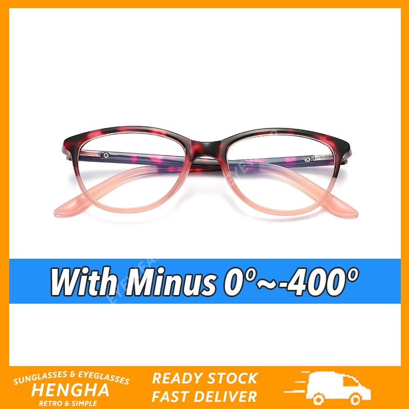 【HENGHA】【Myopia Eyeglasses】Minus 0°~-400° Eyeglasses Korean Fashion Women Eyeglasses Anti Blue Eyeglasses Kính cận