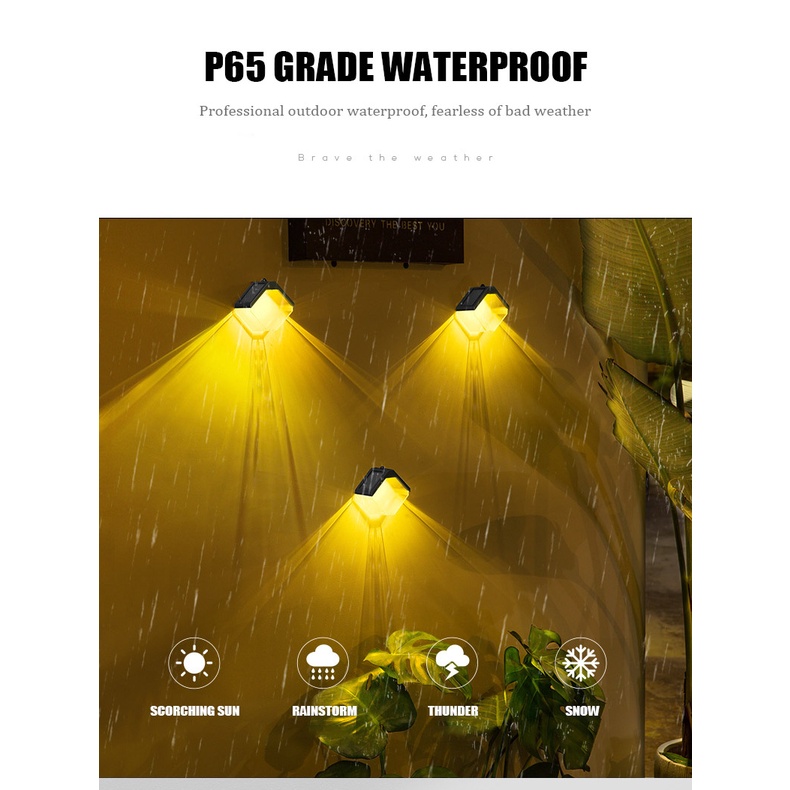 Đèn LED Treo Tường Cảm Biến Năng Lượng Mặt Trời Chống Nước Nhiều Màu Sắc Trang Trí Sân Vườn