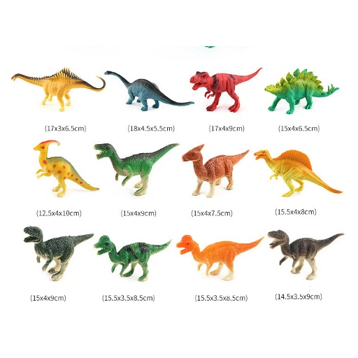 Đồ Chơi Mô Hình 12 Con Khủng Long, 10 Con Động Vật Hoang Dã Loại To Đẹp Cho Bé
