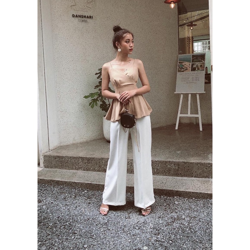 Áo hai dây nữ dáng xòe xếp ly ngực LAVARA AO01ư