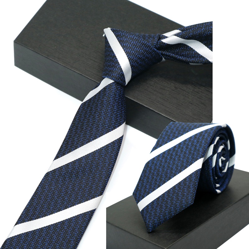 Cà Vạt Lụa Ôm Dáng Họa Tiết Chấm Bi / Kẻ Sọc / Chấm Bi 6CM Chất Lượng Cao Cho Chú Rể