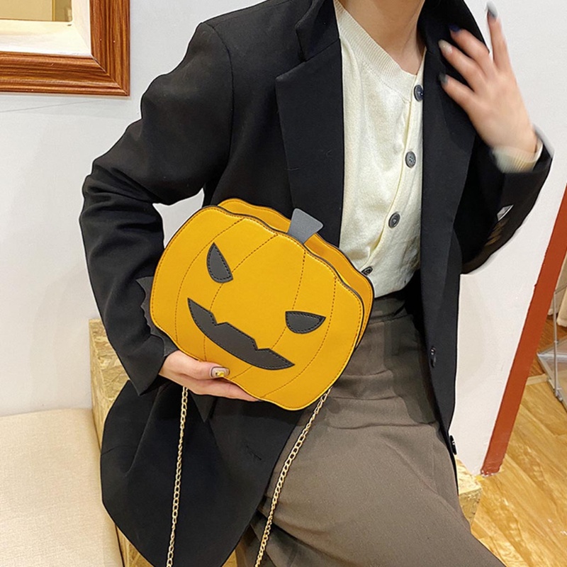 Túi Da PU Đeo Chéo Vai Hình Quả Bí Ngô Dơi Thời Trang Cho Nữ