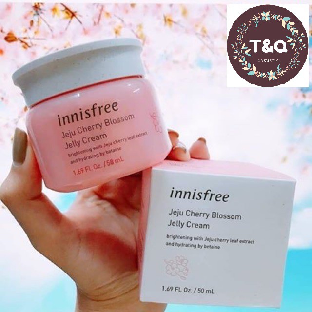 Bộ đôi kem dưỡng Innisfree hồng Jeju Cherry Blossom -  Kem dưỡng Innisfree Tone up và  Innisfree Jelly Cream ban đêm