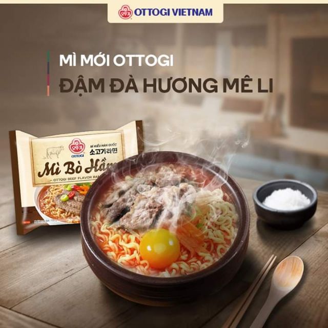 Lốc 8 Mì Ottogi Bò Hầm Ăn Liền Hàn Quốc Sợi To Dai Gói 120G