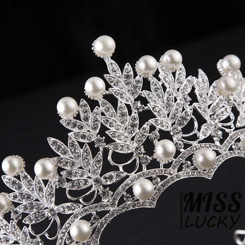 Cài tóc hình chiếc lá đính đá và ngọc trai giả thanh lịch dành cho nữ