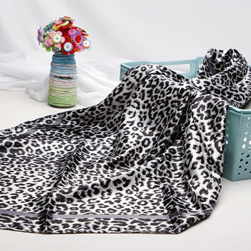 Khăn Quàng Cổ Giả Lụa In Họa Tiết Da Báo Phong Cách Vintage Thanh Lịch Dành Cho Nữ