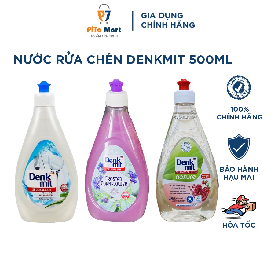 Nước rửa chén bát Denkmit 500ml hàng Đức an toàn da tay - Hàng chính hãng 100% nhập khẩu Đức