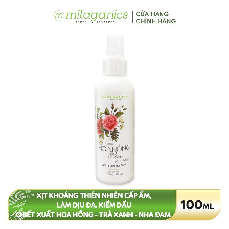 Xịt khoáng thiên nhiên Hoa hồng MILAGANICS 100ml