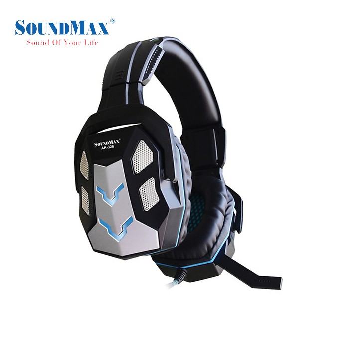 Tai nghe Gaming Soundmax AH326 màu đen bạc, có mic - Sắc sảo từng chất âm - Hàng chính hãng