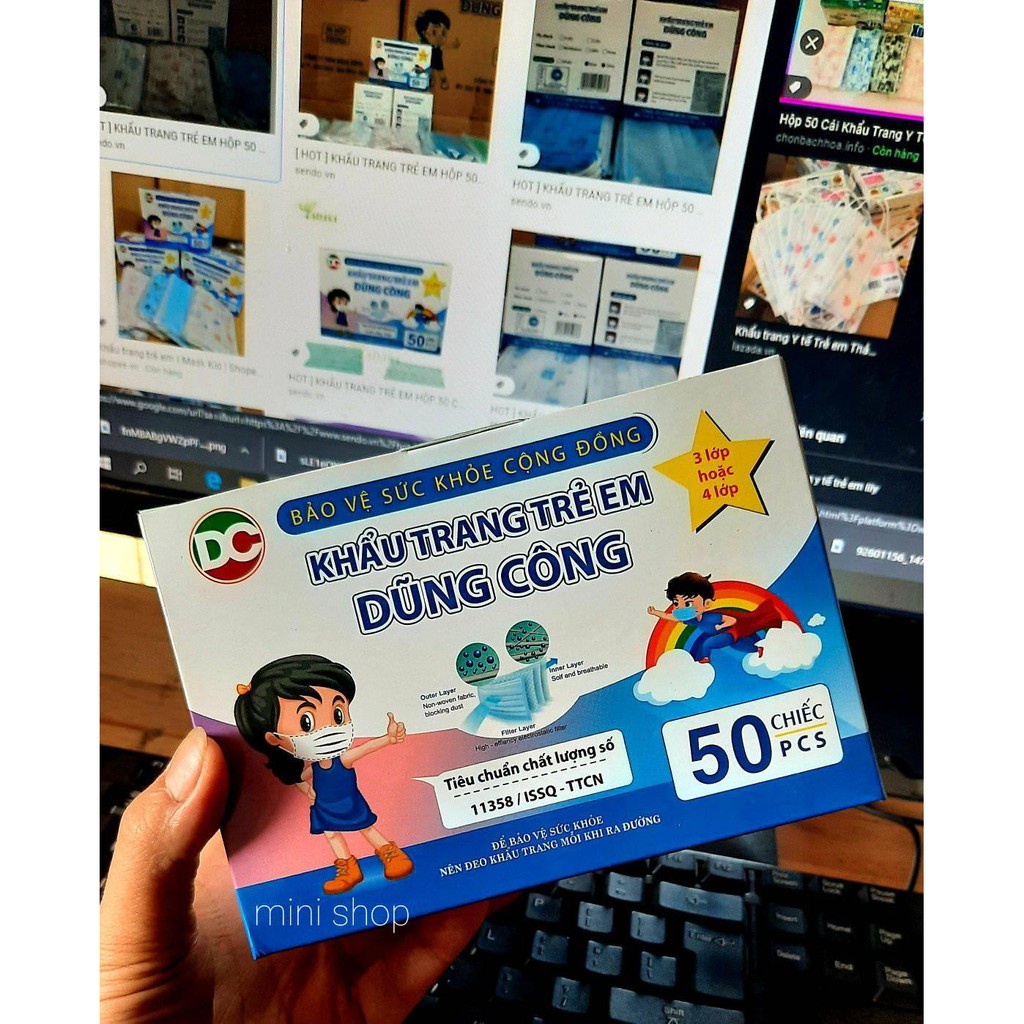 [CHÍNH HÃNG ] KHẨU TRANG TRẺ EM DŨNG CÔNG  - Hộp 50 chiếc