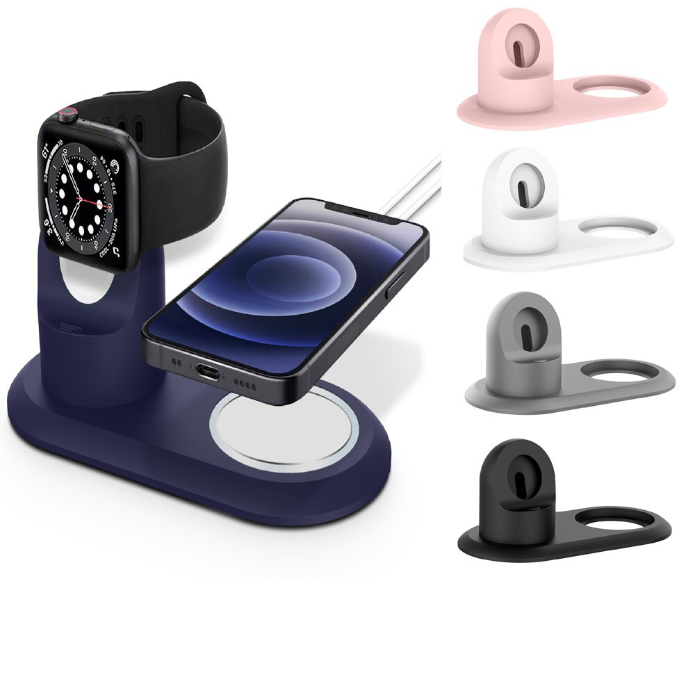 cho Apple Watch Series 1/2/3/4 44mm / 42mm / 40mm / 38mm Đế sạc bằng silicon Da Giá đỡ Trạm sạc Dock cho bộ sạc Magsafe