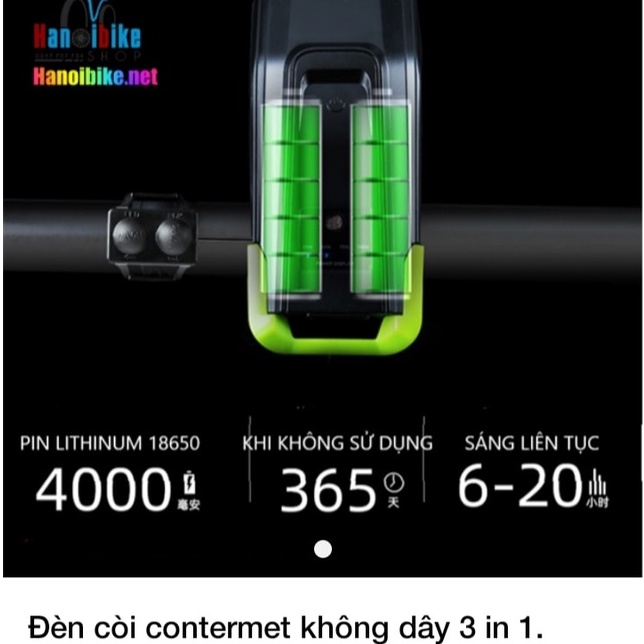 Đèn kiêm còi cho xe đạp contermet không dây 3 in 1