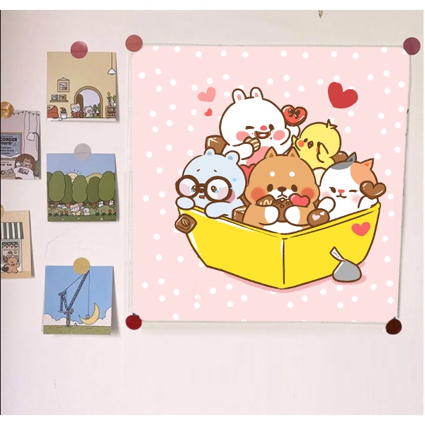 Tranh vải treo tường sumikko TVTT4 tonton usagyuuun shiba pusheen cute hoạt hình dễ thương 45x45cm